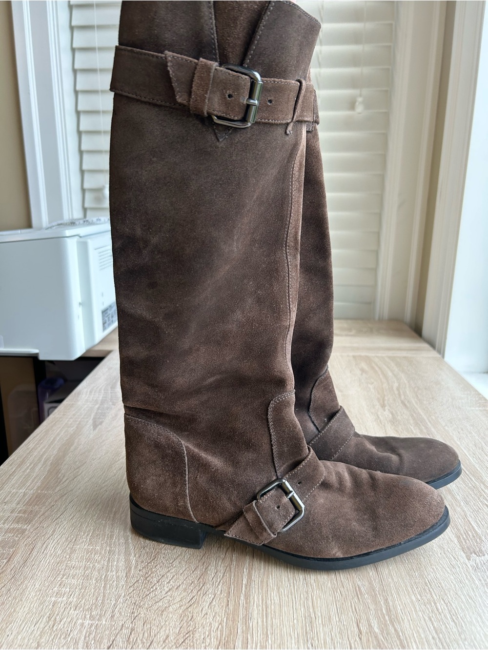 Tod's Brown Suede Knee-High Combat Boots